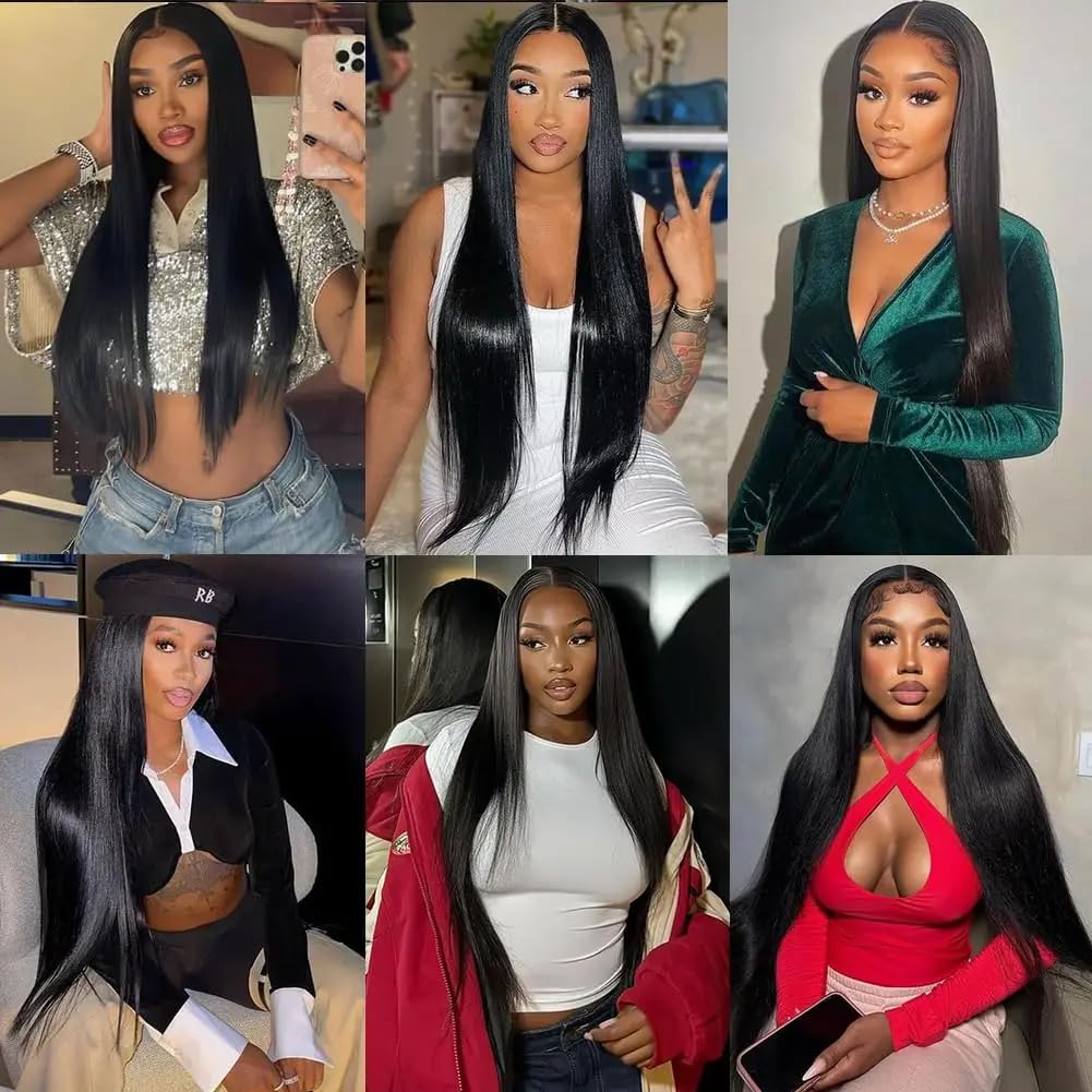 Straight Human Hair Bundles 16A 16 18 20 Inch 3 Bundles 100% Brazilian Unprocessed Virgin Hair Weave Raw Straight Bundles Human Hair Extensions Natural Black for Women