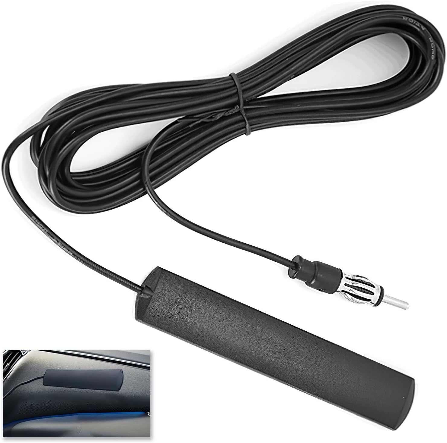 Antenne Voiture FM Avec Ampli Intégré - Universelle, Facile à Poser Sur Pare-brise - Améliore La Réception Radio