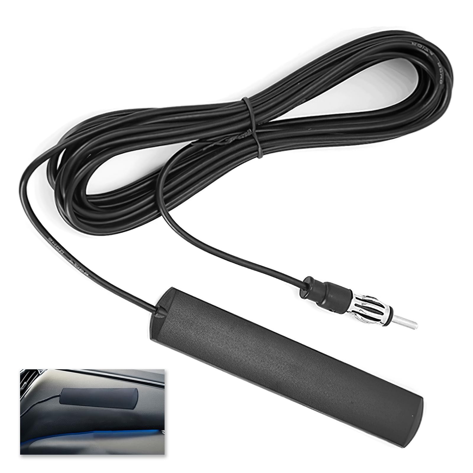 Antenne Radio Voiture Adhésive - Amplificateur Signal FM/AM, Câble 5m