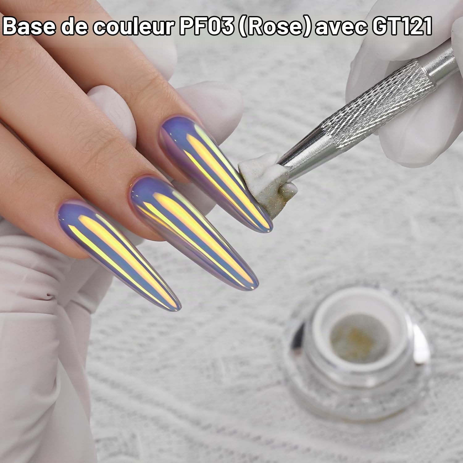 YOKEFELLOW Poudre à ongles GleamTap Cushion Aurora Chrome de - 6 couleurs à effet aurore de sirène, paillettes pour nail art, pour manucure à domicile ou en salon (GT117-GT122)