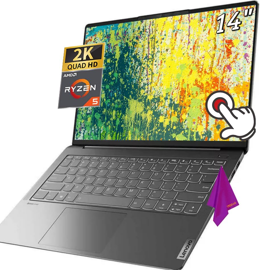 Lenovo IdeaPad 5 Pro Touch Laptop AMD Ryzen 5 5600U de 6 núcleos, 14 pulgadas, 2K (2240 x 1400) 1610 IPS 100% sRGB - 16 GB de RAM - SSD PCIe de 512