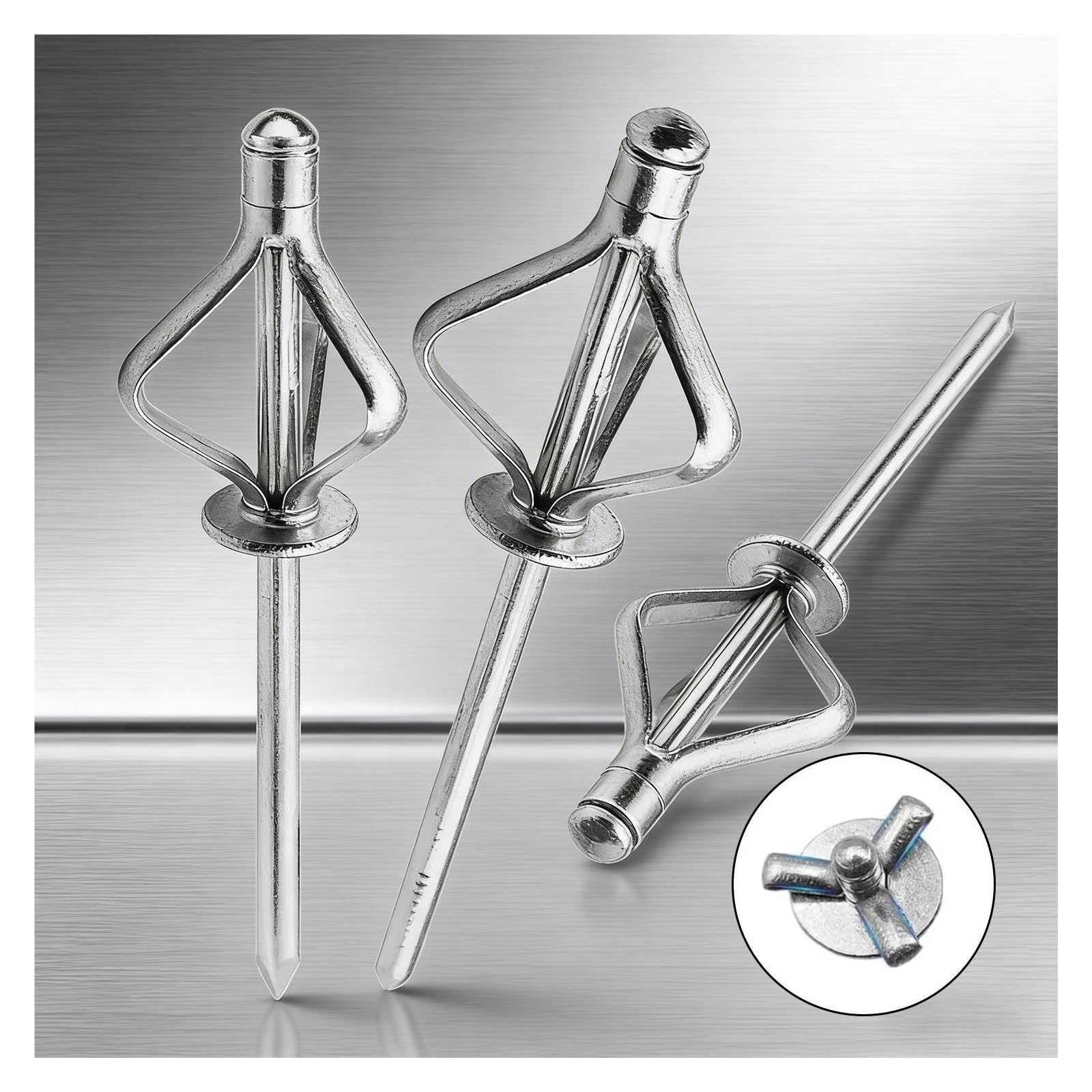 50/300 Uds. Remaches Ciegos Triples De Aluminio Kit Surtido De Remaches Pop De Cabeza Redonda for Clavos De Sujeción for Reparaciones Automotrices De Plástico De Madera(300PCS,4mm)