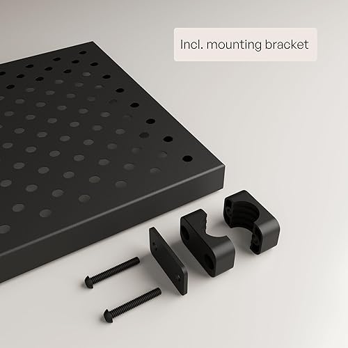 Miniatura 5 de pamo Estantes de metal negro para riel de ropa de tubería industrial, estante de ropa montado en la pared compatible con todos los productos