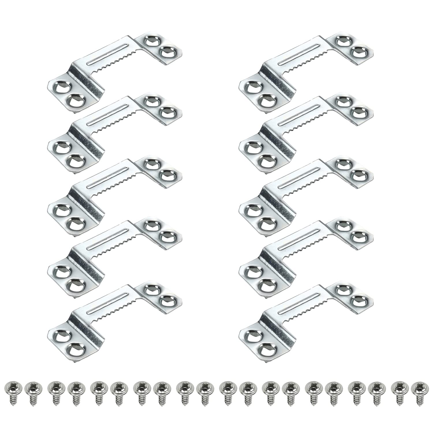 MroMax 30PCS Sawtooth Picture Hangers Iron Picture Hangers 1.69" x 0.63" 4-Hole Picture Frames Hangers for Hanging Clock Paintings Artwork Picture Frame Hook Photos Silver
