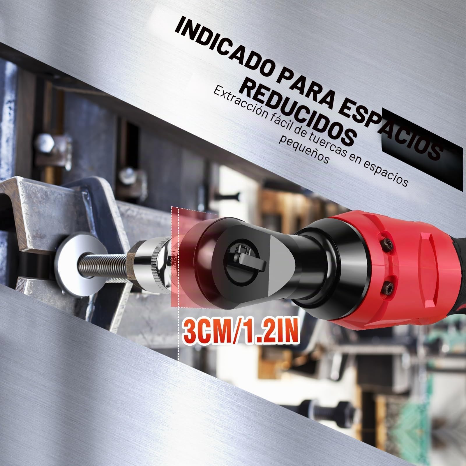 DayPlus Llave de trinquete con batería de 12V, 40 Nm Juego de llave de trinquete eléctrico, 2300 RPM con 2 baterías de iones de litio de 1.5Ah y carga rápida, 7 enchufes, velocidad variable, rojo