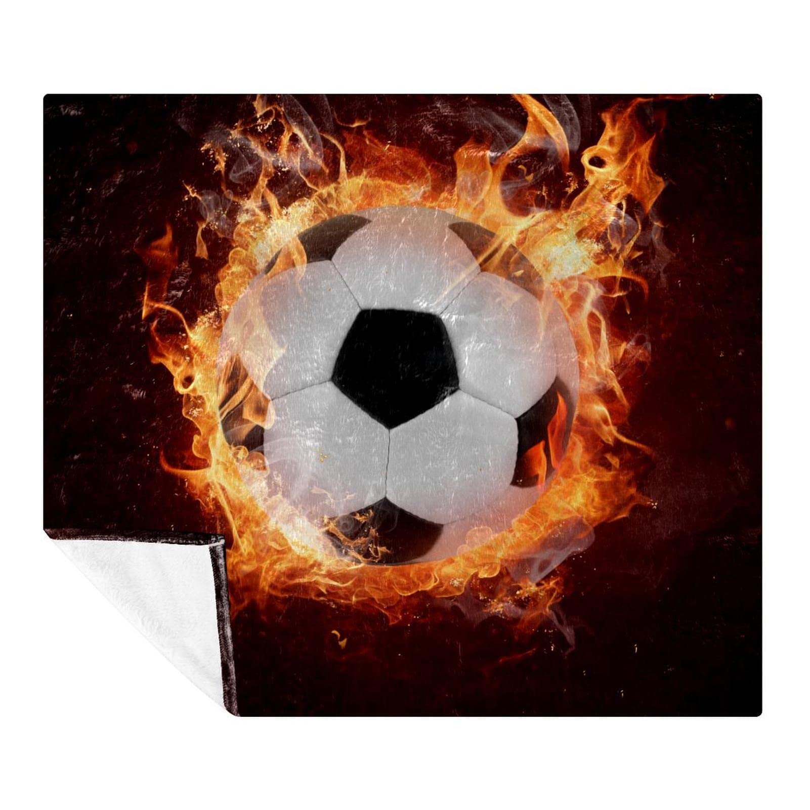 Jeté de lit en polaire luxe motif football pour lit double