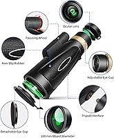 Vista 2 de Telescopio monocular de alta potencia de 80 x 100 con trípode adaptador para smartphone, monoculares de visión más grande para adultos con prisma