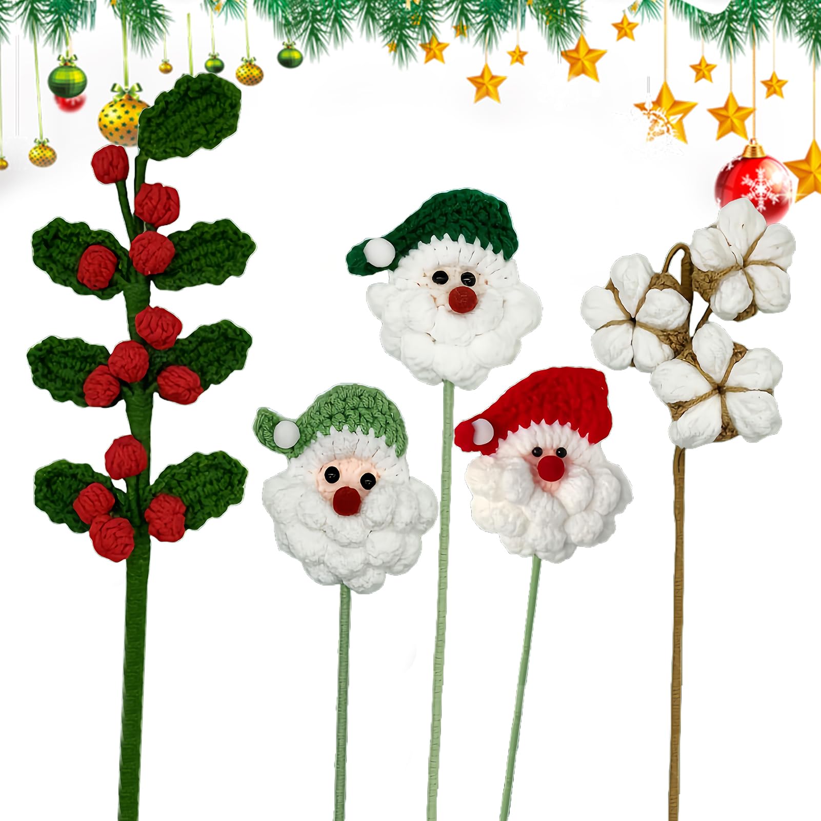 Bouquet de fleurs tricotées à la main en coton premium Noël