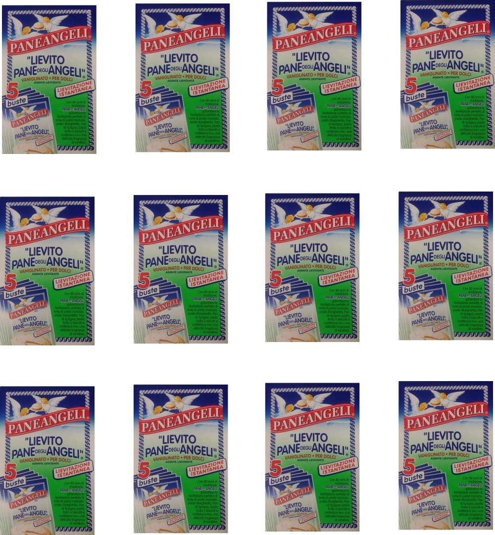 Paneangeli"Lievito Pane degli Angeli" Vanilla Yeast 80gr Package, Full Box Factory Size, Pack of 12
