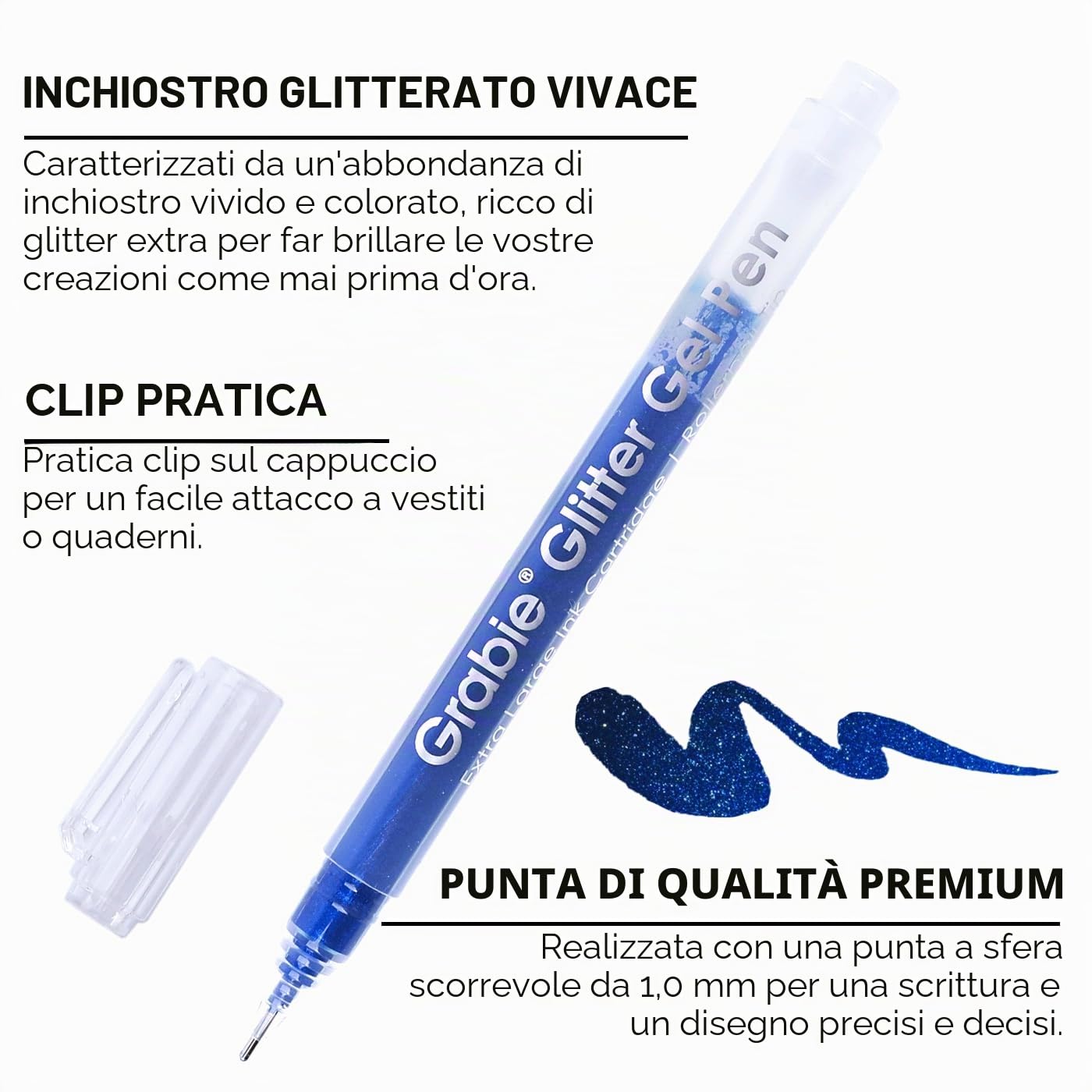 Grabie Set di 18 penne a inchiostro gel glitterate Jumbo per colorare, pennarelli scintillanti, penne glitterate per adulti