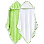 BAMBOO QUEEN 2 Pack Baby Bath Towel - Rayon Made from Bamboo, Ultra Soft Hooded Towels for Kids - X Large Size for 0-7 Yrs (White and Green, 37.5 x 37.5 Inch)