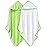 BAMBOO QUEEN 2 Pack Baby Bath Towel - Rayon Made from Bamboo, Ultra Soft Hooded Towels for Kids - X Large Size for 0-7 Yrs (White and Green, 37.5 x 37.5 Inch)