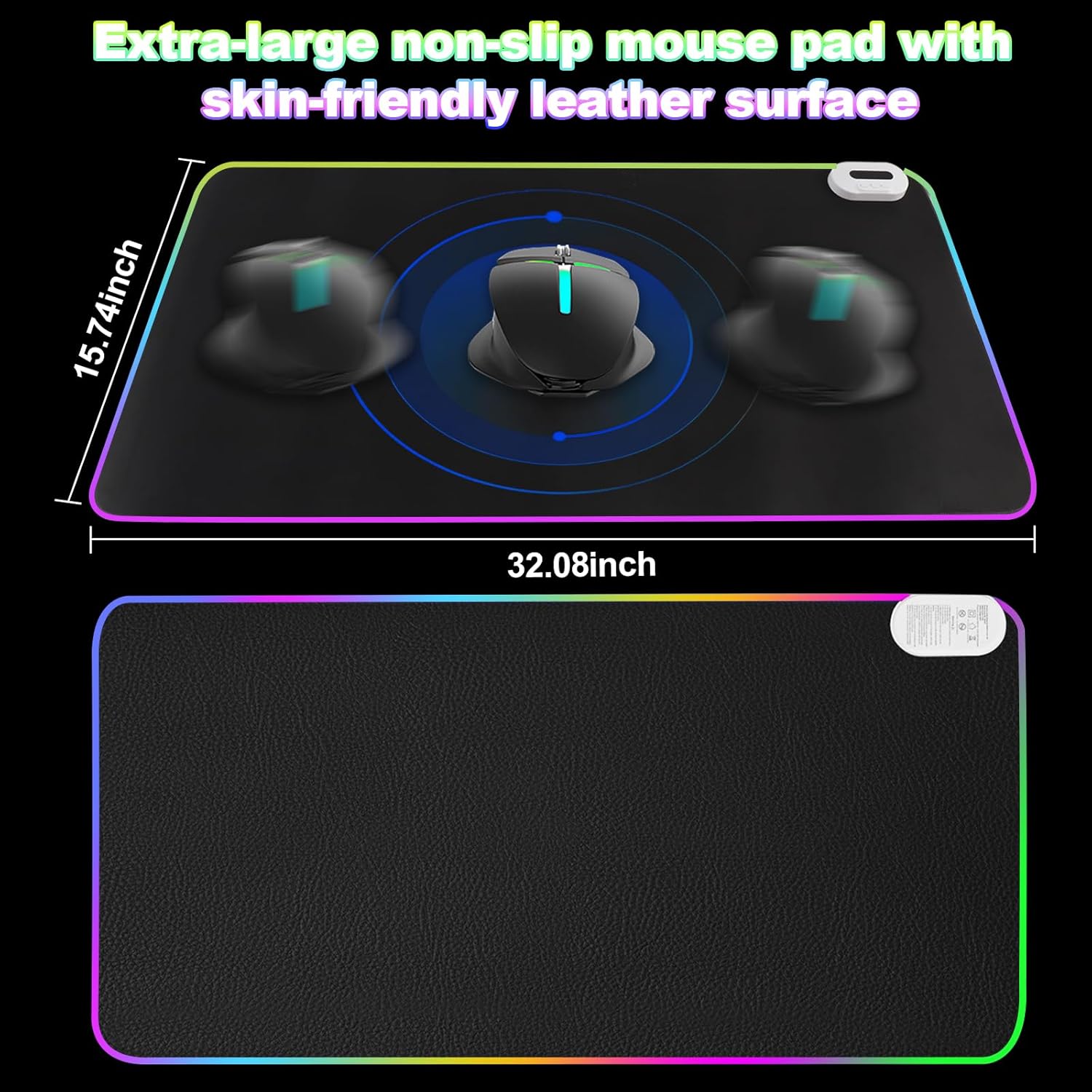 Heated Mouse Pad - Warm Mouse Pad - 6-Level Temperature Adjustment, Smart Temperature Control, LED Gaming Mouse Pad, 8-Hour Timer with Auto Shut-Off,31.5 x 15.7 inches