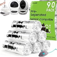 AWoHH 90 Pack Litter-Robot 5/4/3 Waste Bags - Tear-Free, Transparent Sensor-Compatible Liners, 9-11 Gallon Automatic Litter Box Bags