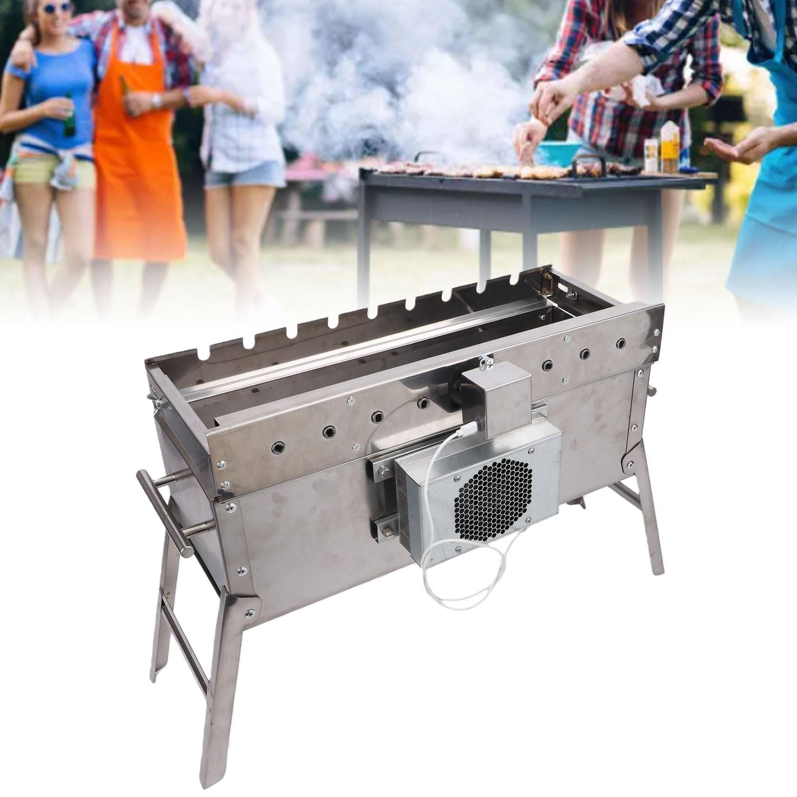 Qcwwy Przenośny Grill Węglowy ze Stali Nierdzewnej – Lekki, Kompaktowy Grill Obrotowy, Idealny do Gotowania na świeżym Powietrzu, na Kemping, Piesze Wycieczki, do Ogrodu, Pikni