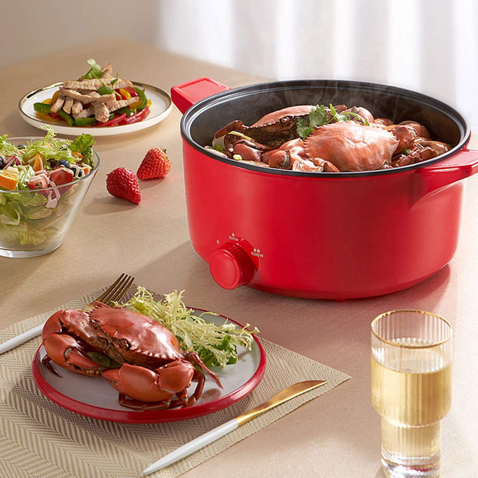 Pentolina Elettrica Multifunzione 2.3L - Perfetta Per Pasta, Stufati E Vapore | Cucina Compatta Con Rivestimento Antiaderente - Foto 6