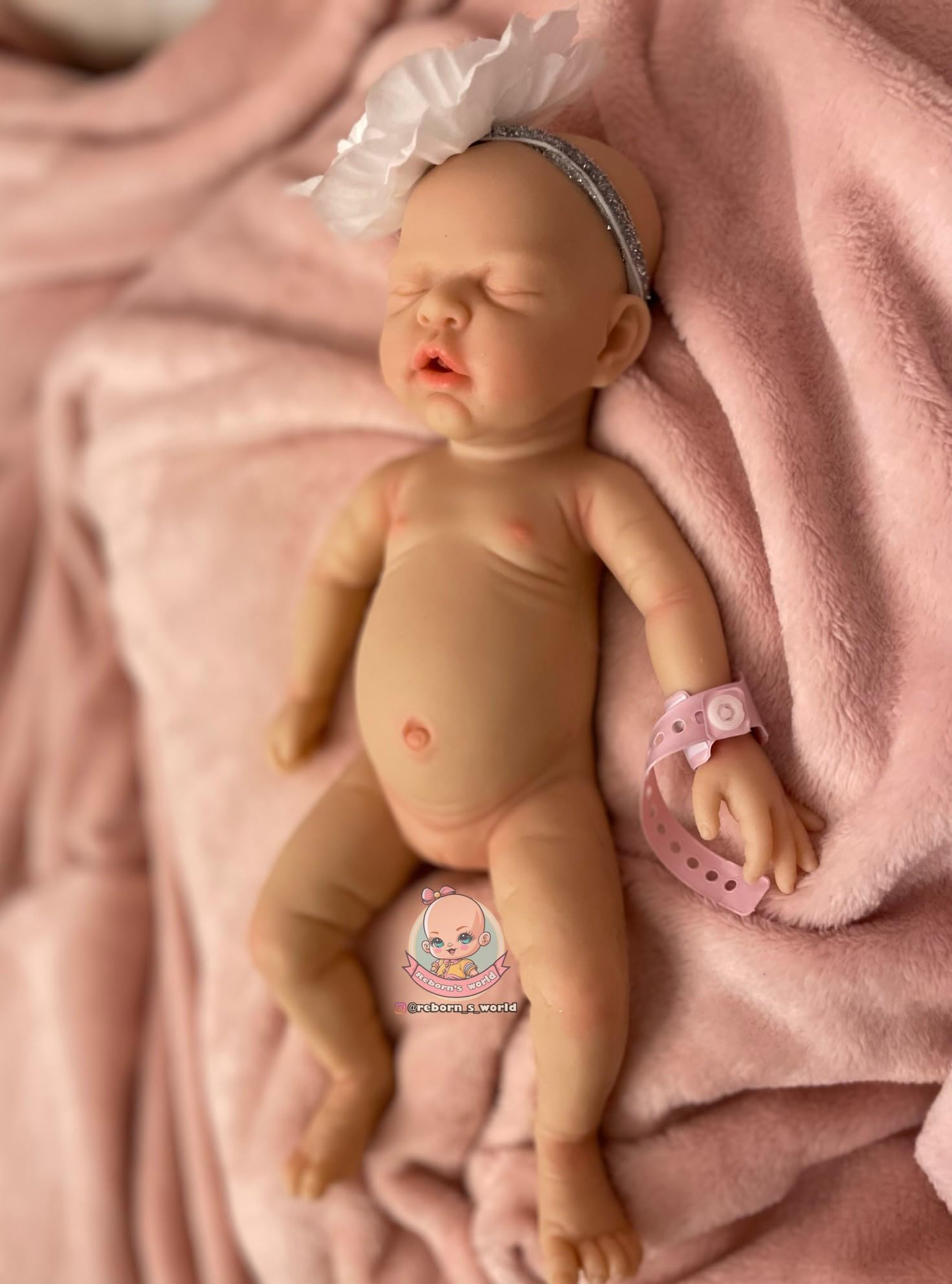 Bebe Reborn Silicona Blanda Platino Cuerpo Completo Ojos Abiertos Boca Abierta Zoe Niña - 33cm / 1kg (Pack Premium)