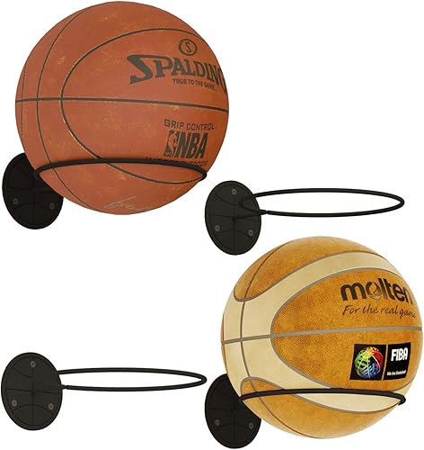 Wallniture Sporta - Estante de almacenamiento para pelotas de pared, juego de 4, balón de fútbol, voleibol y baloncesto, metal