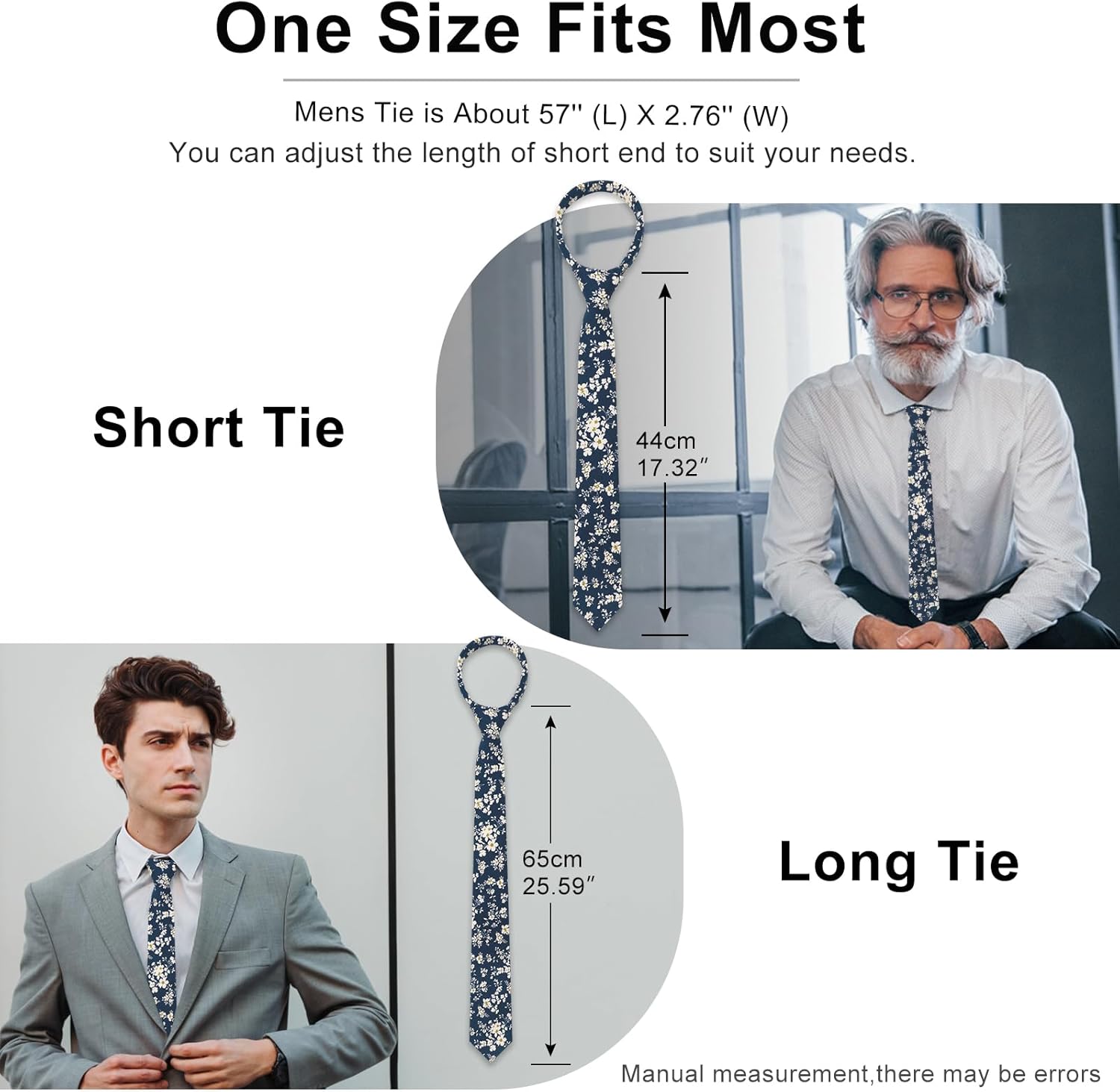 Ties for Men, Sage Green Cotton Floral Tie 2.76" Flower Printed Men's Neckties for Wedding/Groomsmen/Suit/Party - Image 4