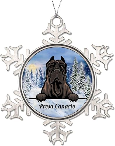 Miniatura 3 de Presa Canario Adornos para árbol de Navidad, adorno de copo de nieve de Navidad, adorno de copo de nieve de Navidad, amante de los perros, mascotas,