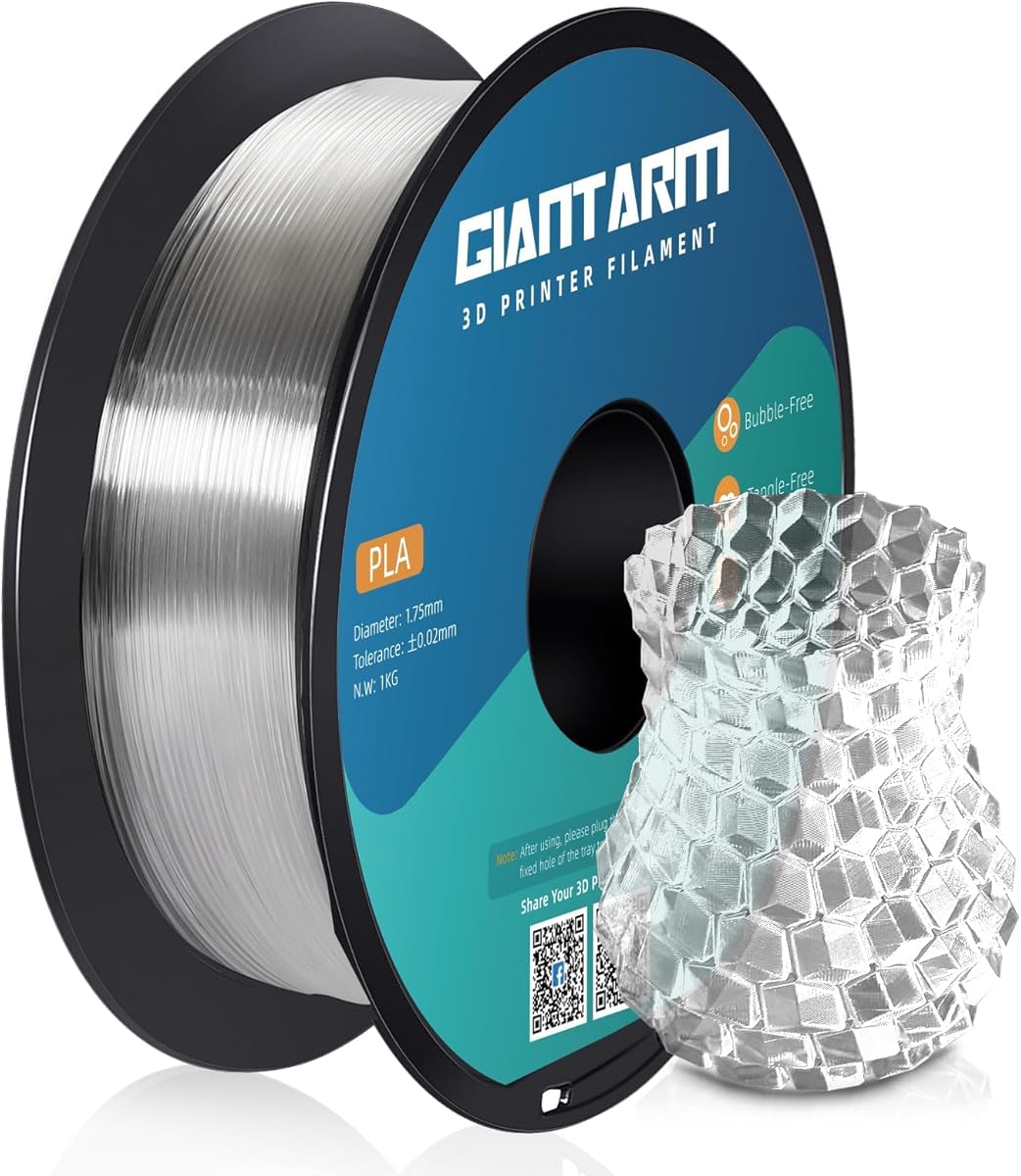 Giantarm Pla Filament 1.75 Mm, 3D Printer Transparent 1 Kg Spool