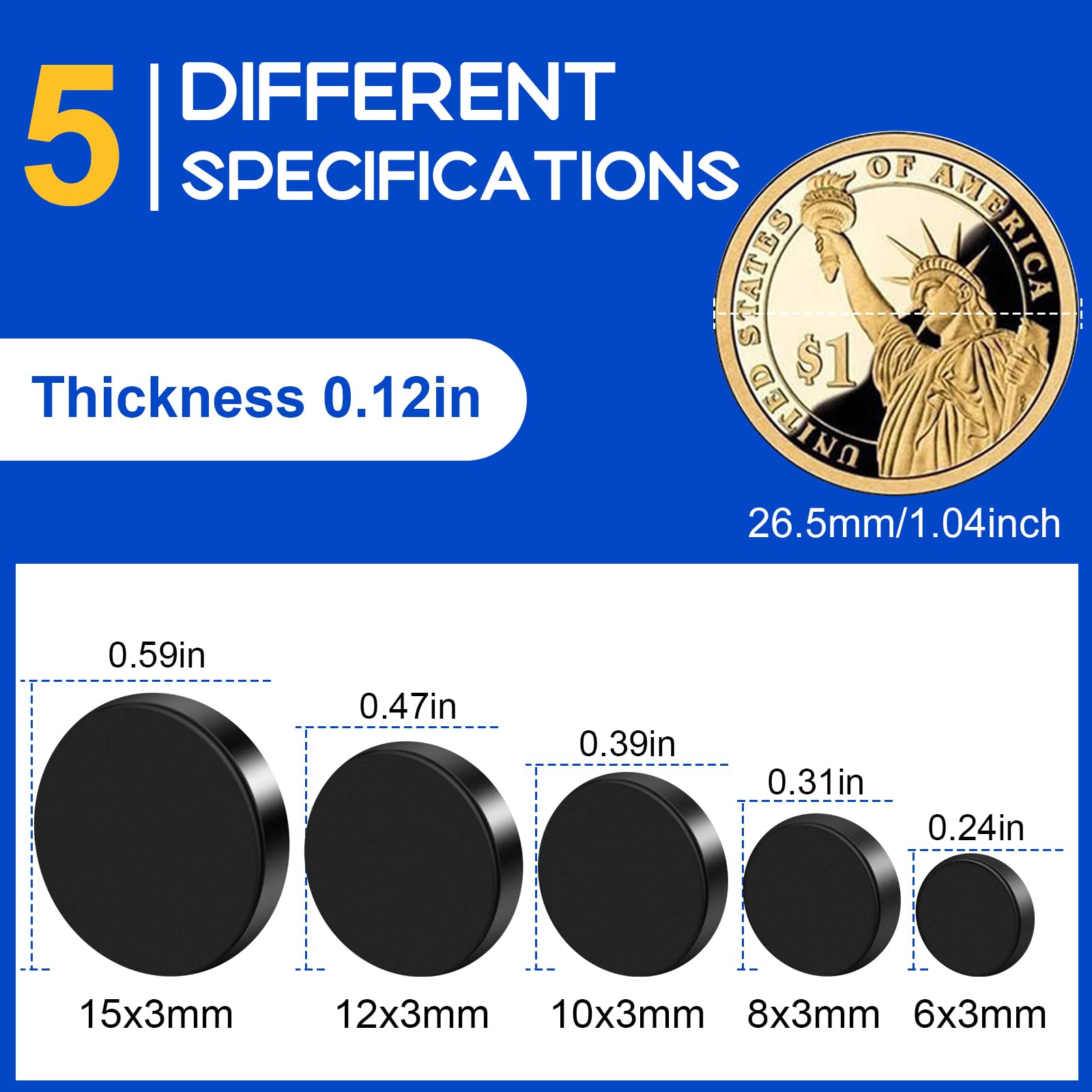 Snapklik.com : 100P Small Magnets, 5 Different Sizes Tiny Rare Earth ...