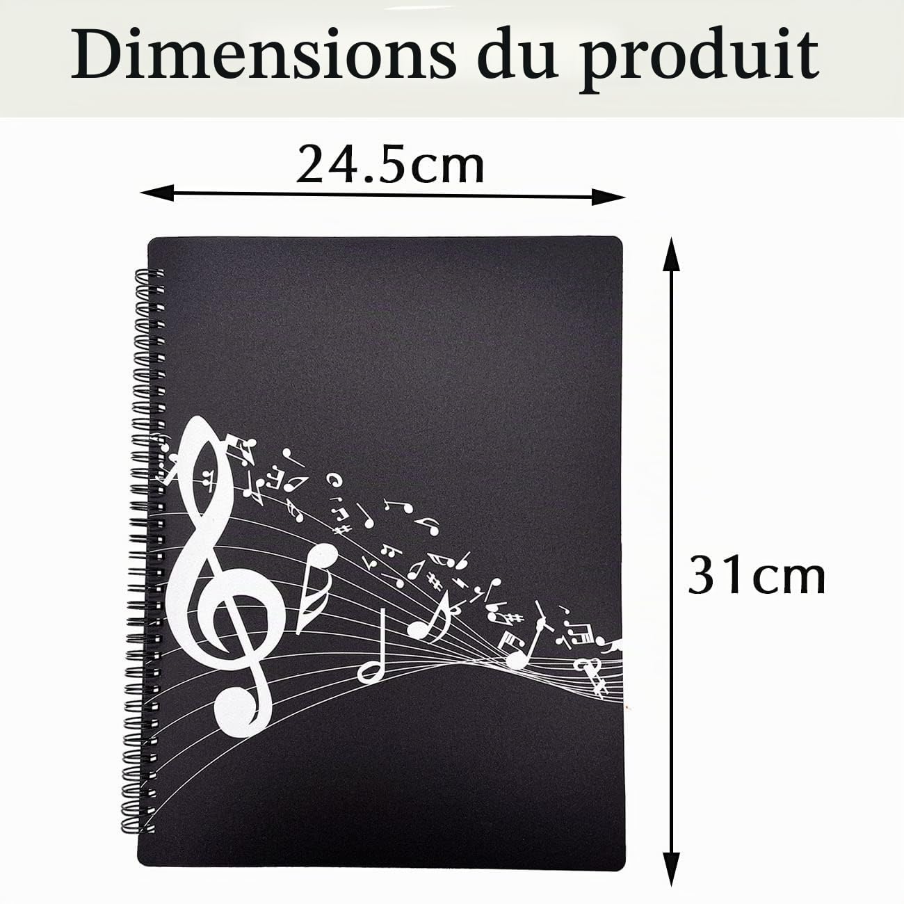 Dossier de Musique Chemise de Partitions Dossier de rangement pour partitions de musique Format A4 40 pochettes G Clef Sac de rangement pour documents de stockage de papier de chanson