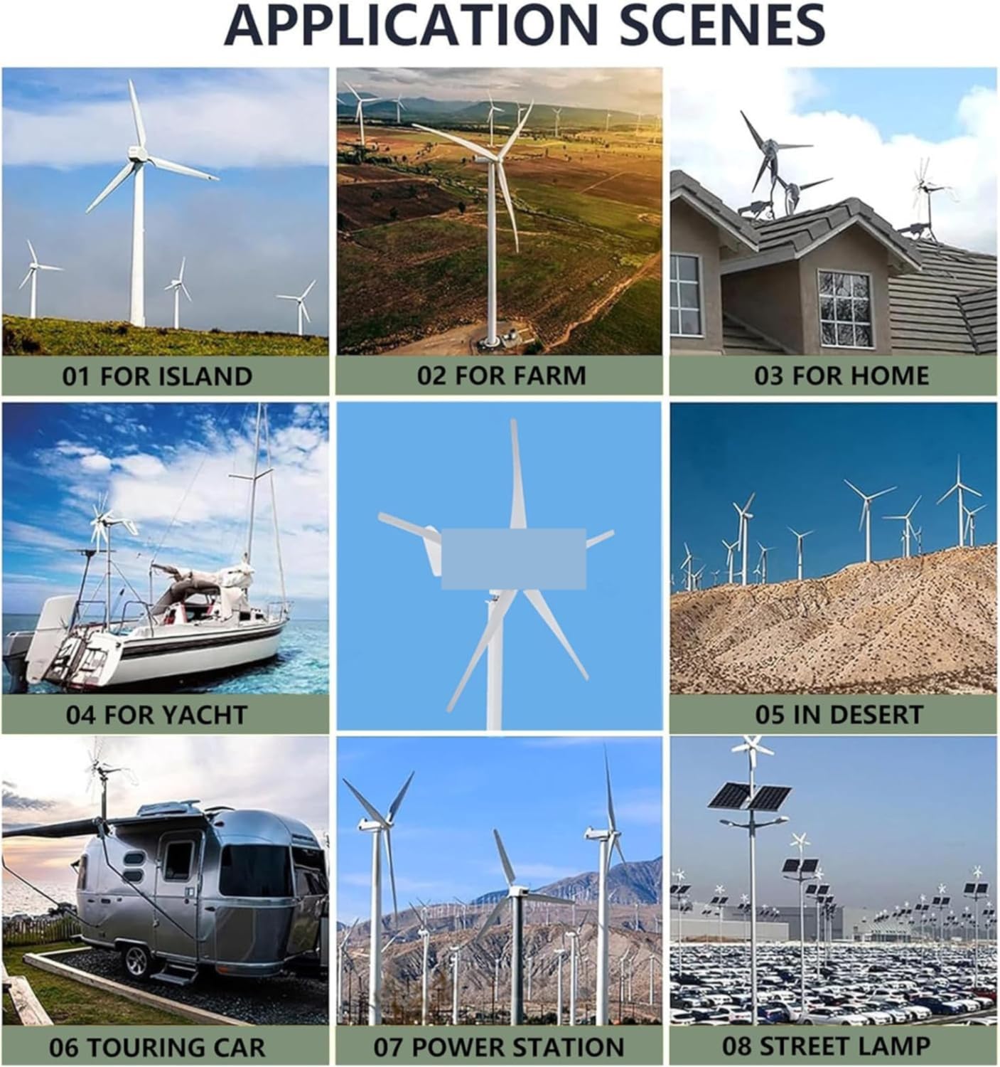 Off-Grid zestaw turbin wiatrowych o mocy 12000 W, 5-łopatowa turbina wiatrowa z automatycznym dopasowaniem kierunku wiatru, 3-fazowy napęd magnetyczny na prąd zmienny ze sterowaniem, 12 V/24 V/48