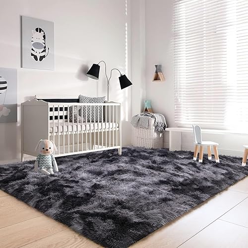 Miniatura 195 de Kelarea Alfombra de área para sala de estar, 3 x 5, antideslizante, color azul turquesa, esponjosa, suave, alfombra de felpa peluda para dormitorio