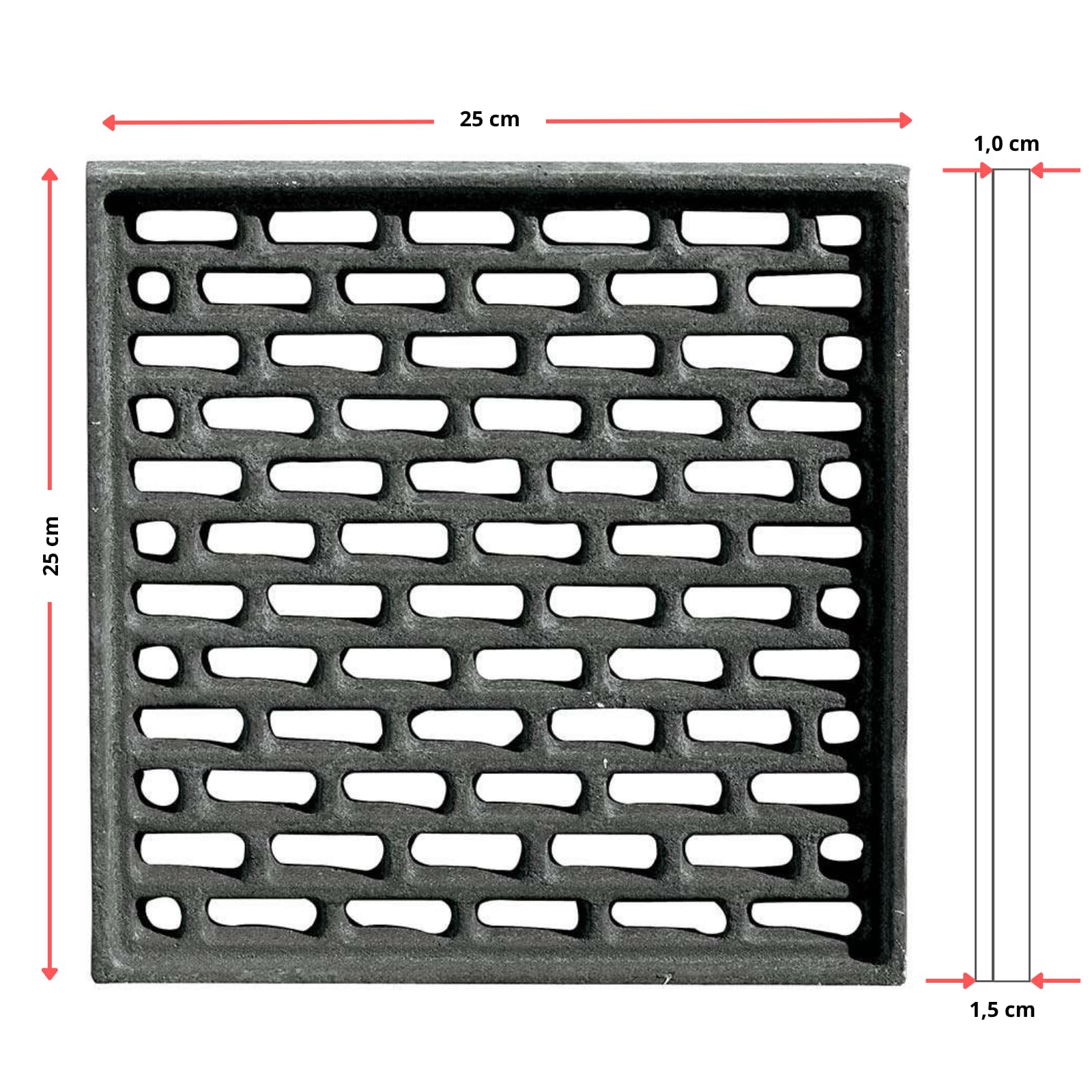 Rejilla De Cenizas Hierro Fundido 23,5 Cm De Diámetro - Repuesto Para Estufas De Leña Y Chimeneas, Grosor 1 Cm, Ventilación Optimizada
