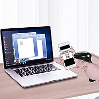 Vista 2 de WoneNice Escáner de código de barras inalámbrico 1D 2D con soporte, escáner automático de código QR de mano CMOS lector de códigos de barras