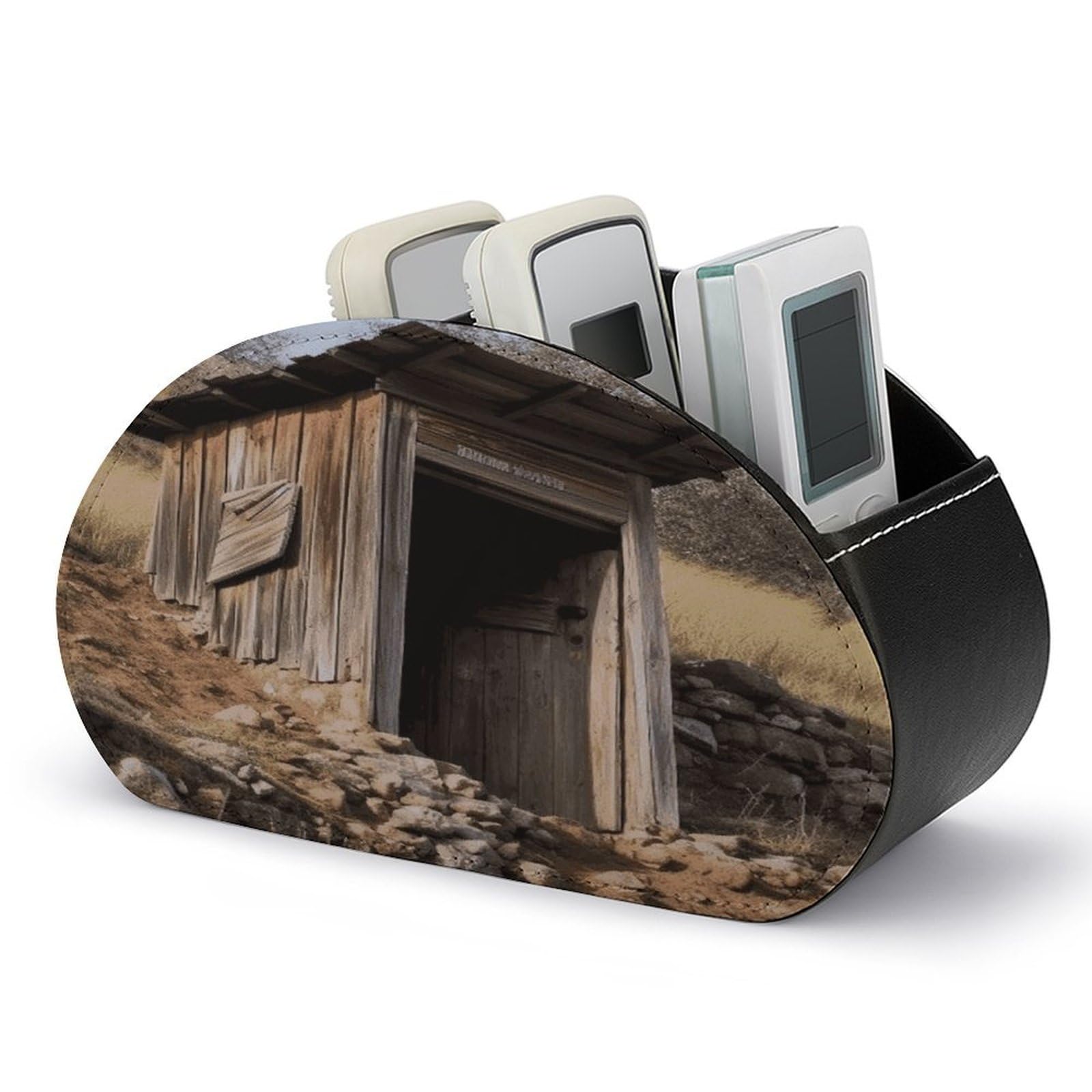 Btcowzrv Style Old Ancient Outhouse Remote Control Holder With 5 Compartments