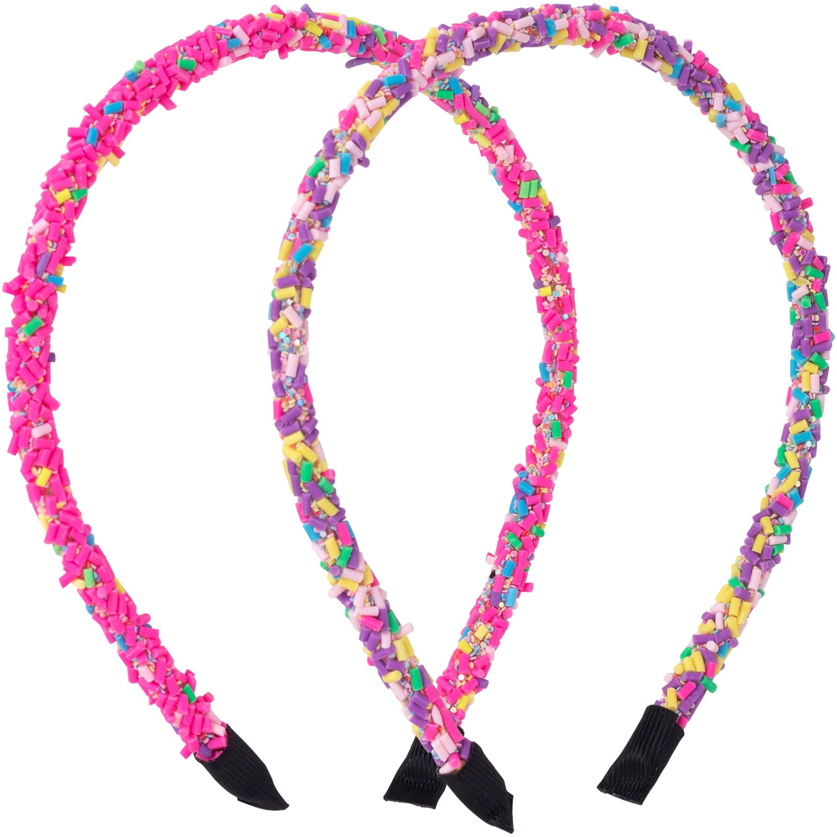 STSTR 2pcs Sprinkle Candy Headbands, Colorful Cute Head Bands for Women, Non Slip Donut Hairband Sweet Hair Accessories for Birthday, Parties,