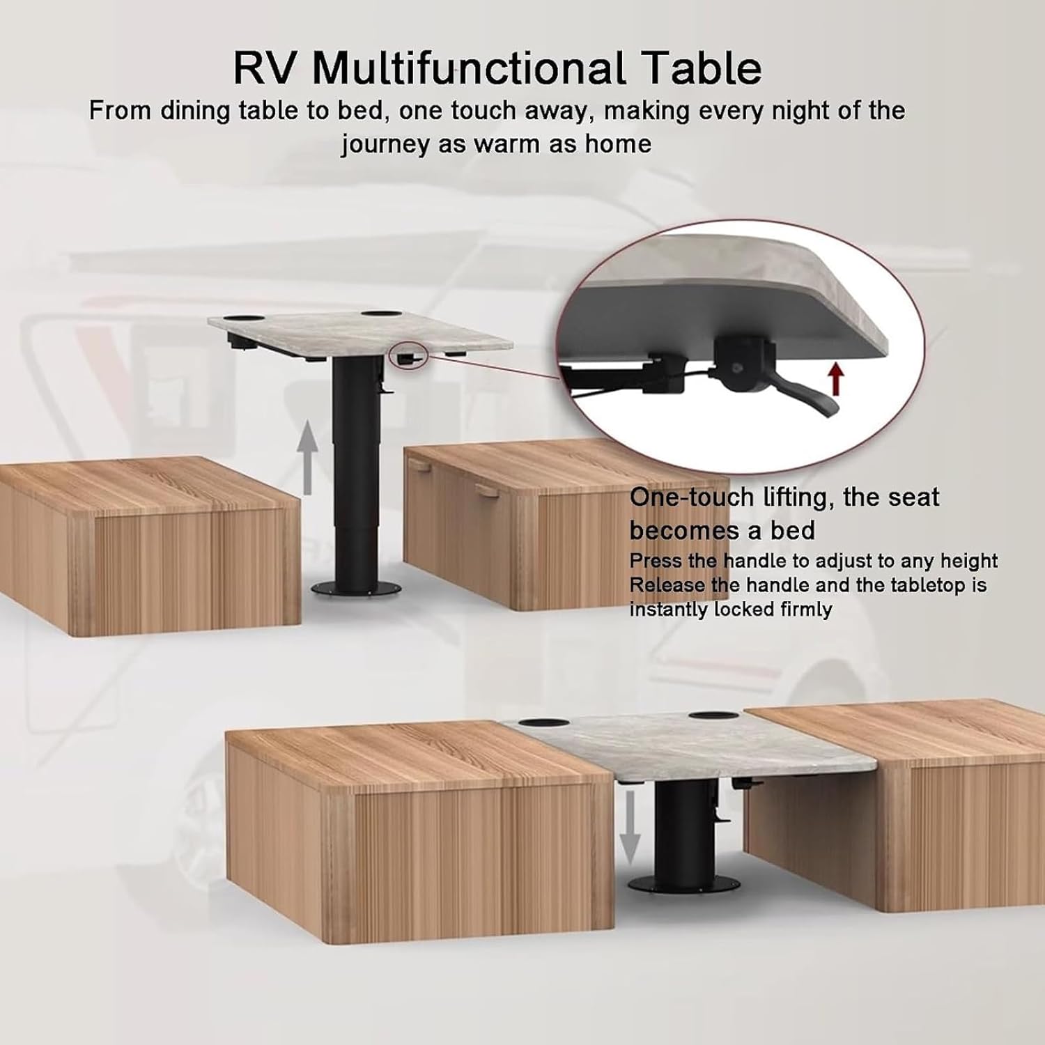 HWHongRV 調節可能な台座 マリンキャラバン モーターホーム テーブル