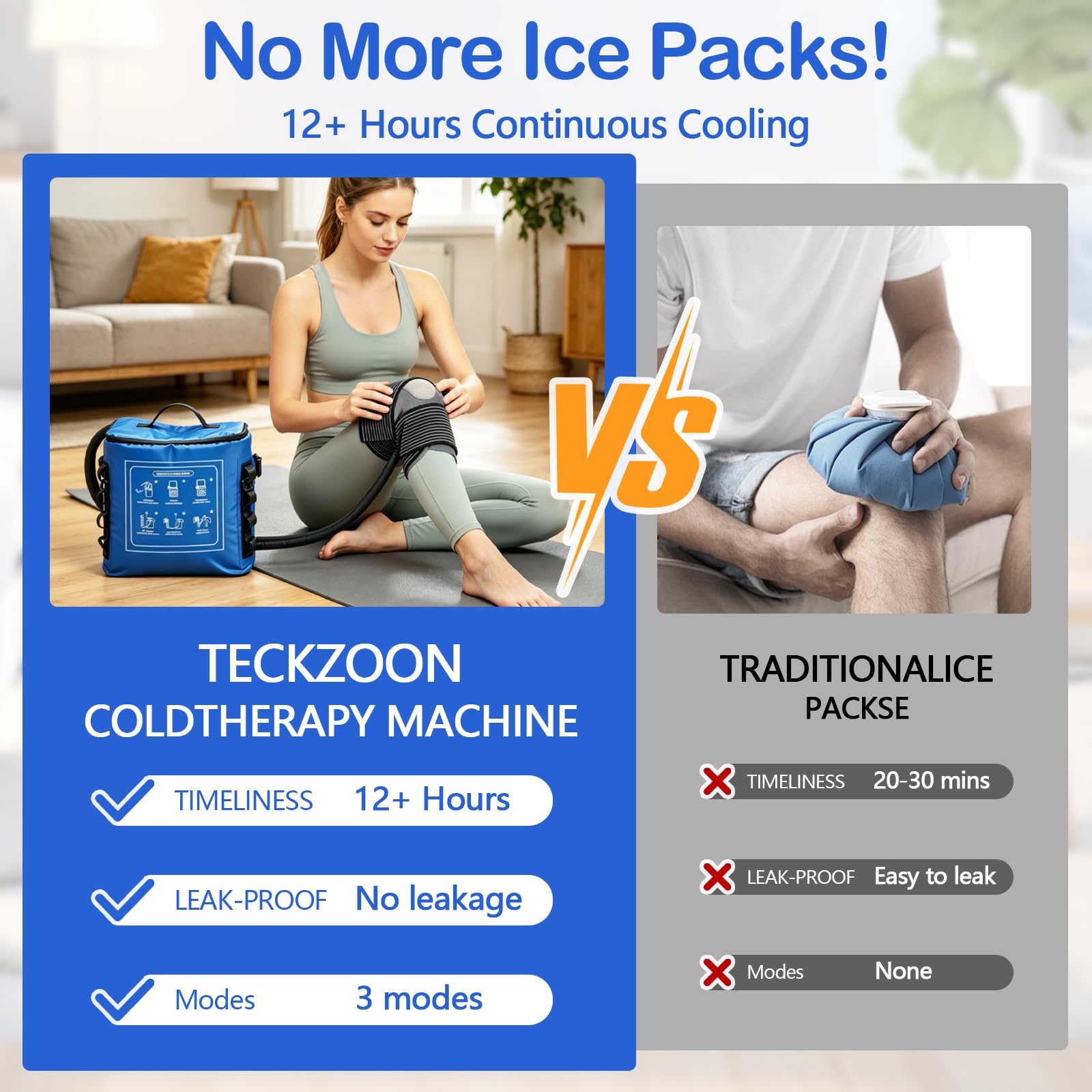 Dispositivo per Crioterapia con Timer, Sistema Portatile da 18L per Ginocchio, Spalla & Articolazioni, Circolazione di Acqua Fredda con Fascia di Compressione, per Recupero & Riduzione del Gonfiore