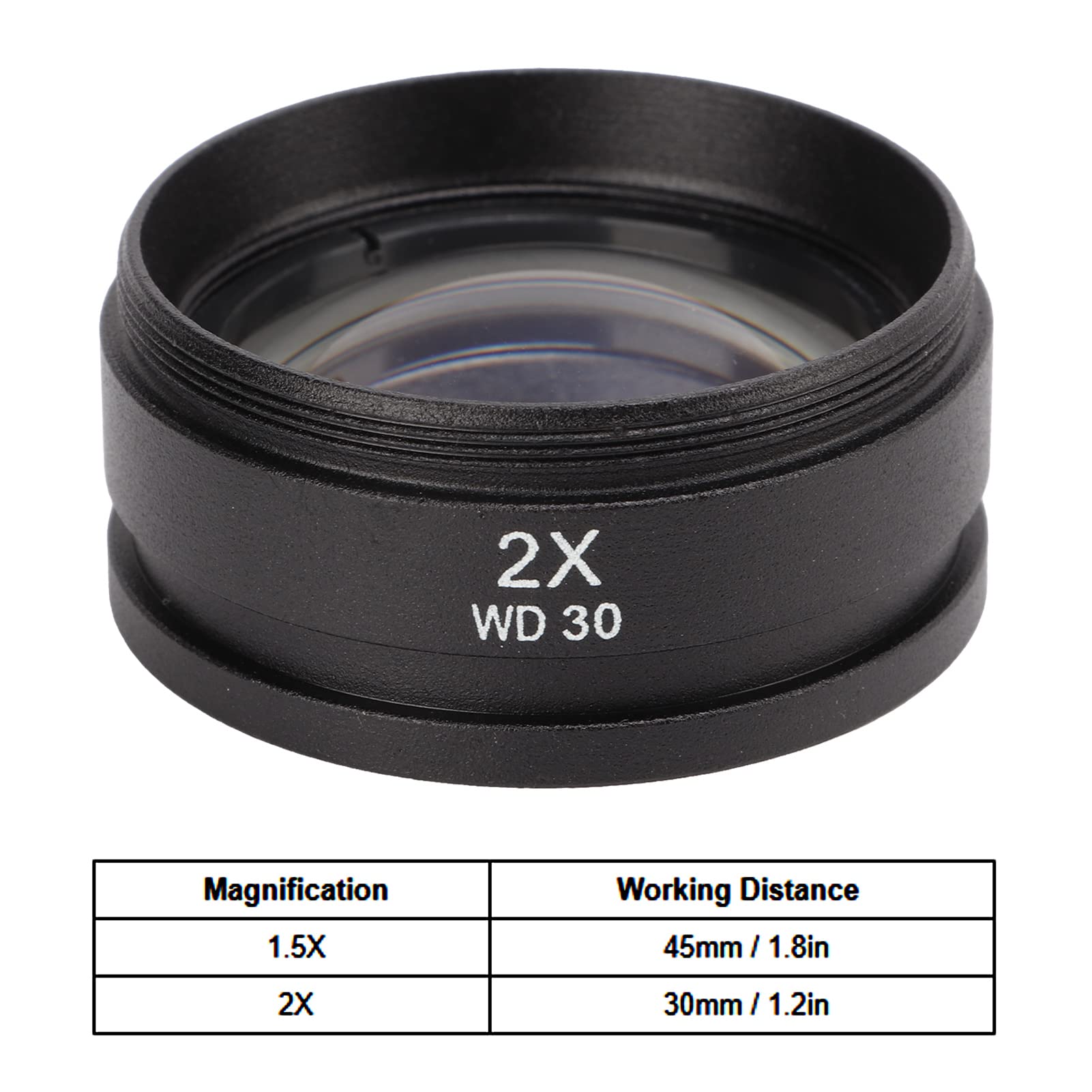Tyenaza Mikroskopobjektiv, 1,5/2-fach Hilfsobjektiv-Barlow-Linse für Zoom-Stereomikroskop mit Gewinde 48 mm für Trinokularmikroskop(2X)
