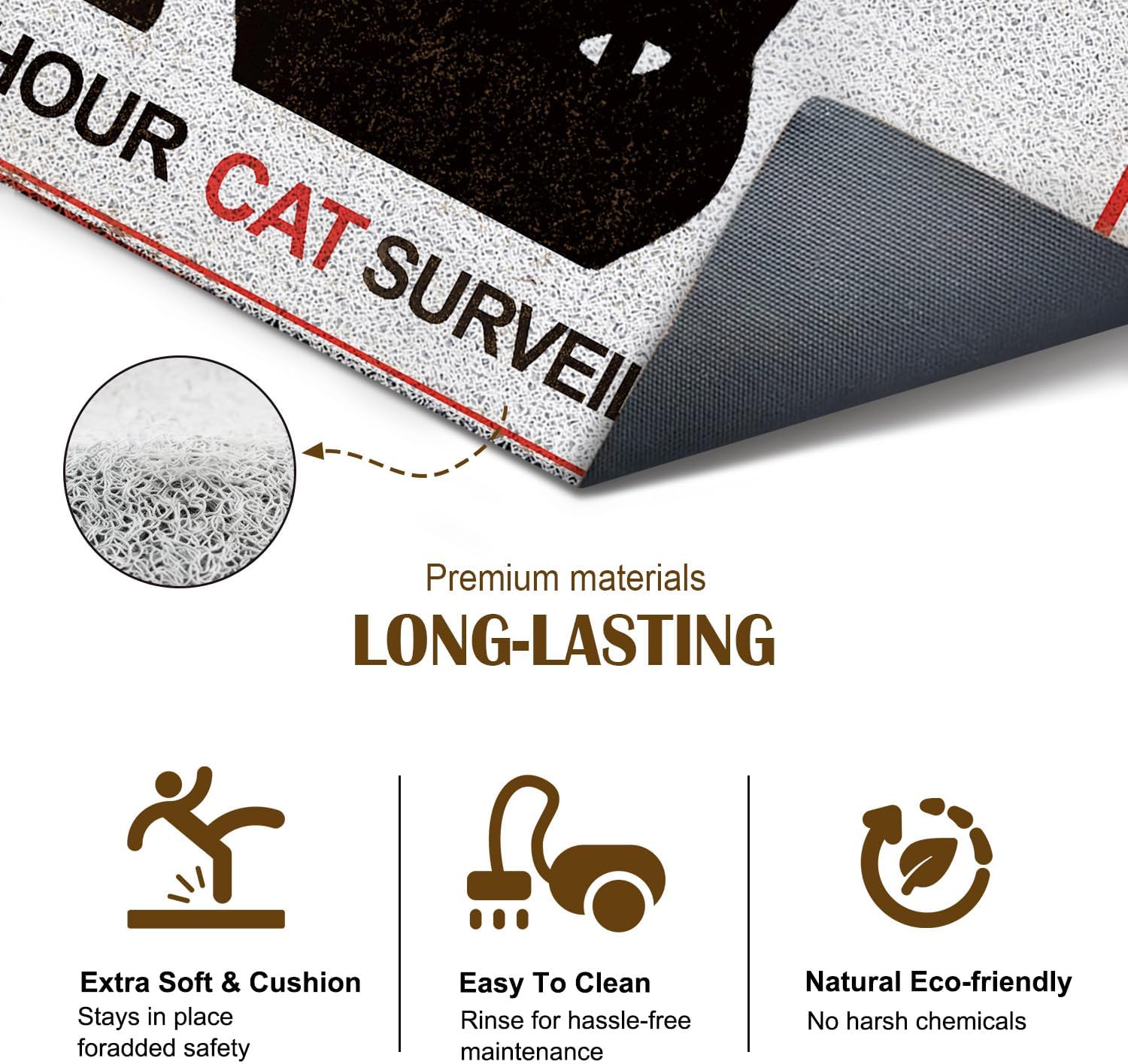 Funny Black Cat Door Mat Outdoor Indoor Entrance Entryway, No Trespassing Cat Doormat Inside Outside, Retro Cats Welcome Mats for Front Door, 17x30 Inch