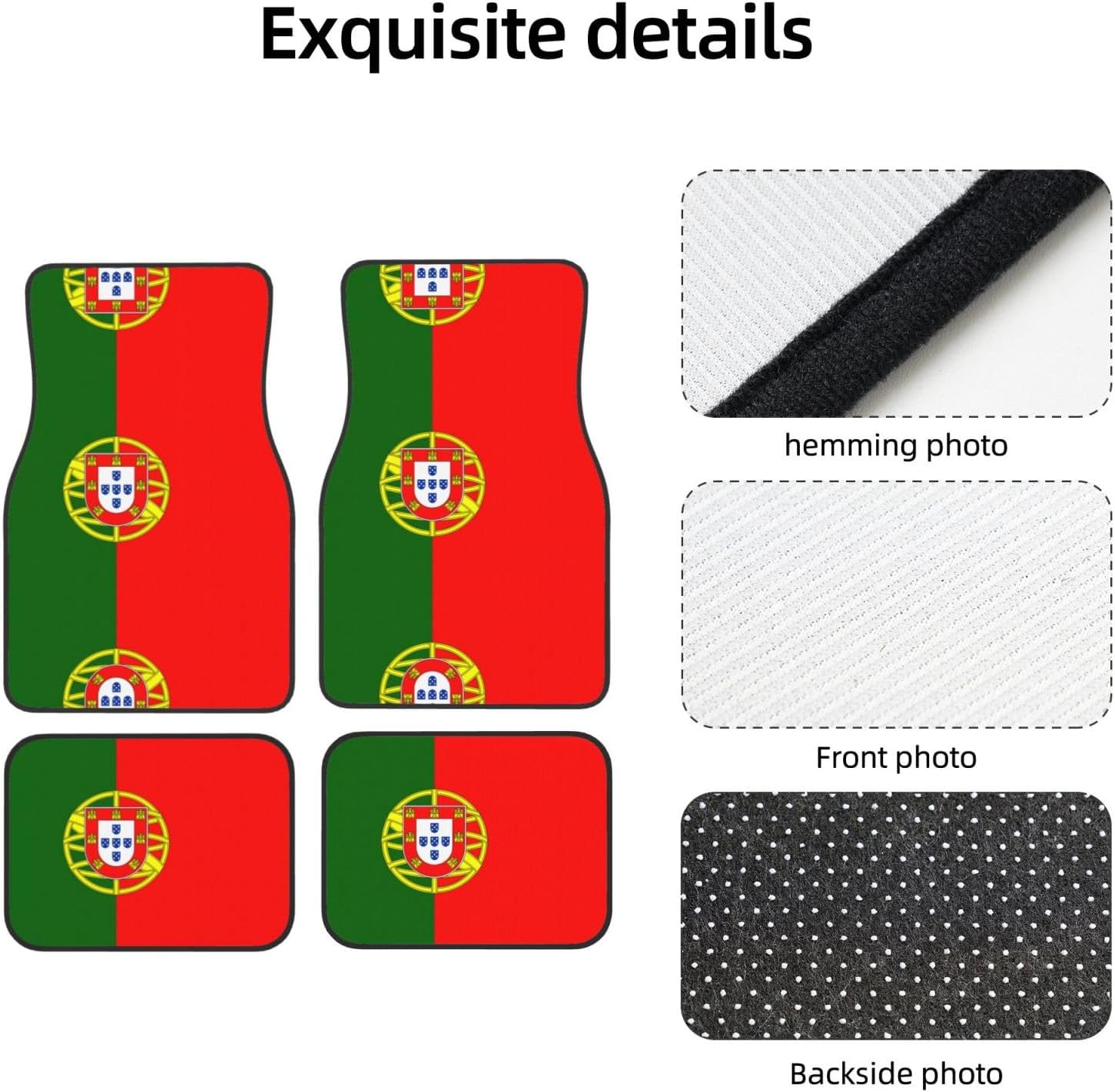Portuguese flag Patterned car mats 4-piece set | For cars/SUVs/trucks | Firm fit without displacement