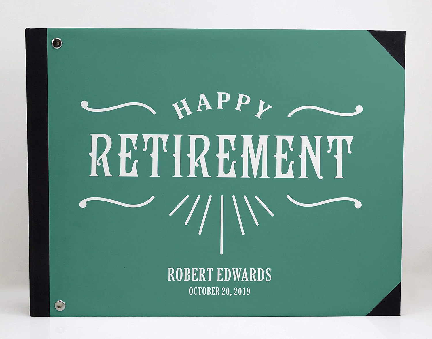 Darling Souvenir Green Text Retirement PartyGuestbookHardbound Cover Personalized Printed Keepsake MemoryGuestRegistry-9 x 12 Inches