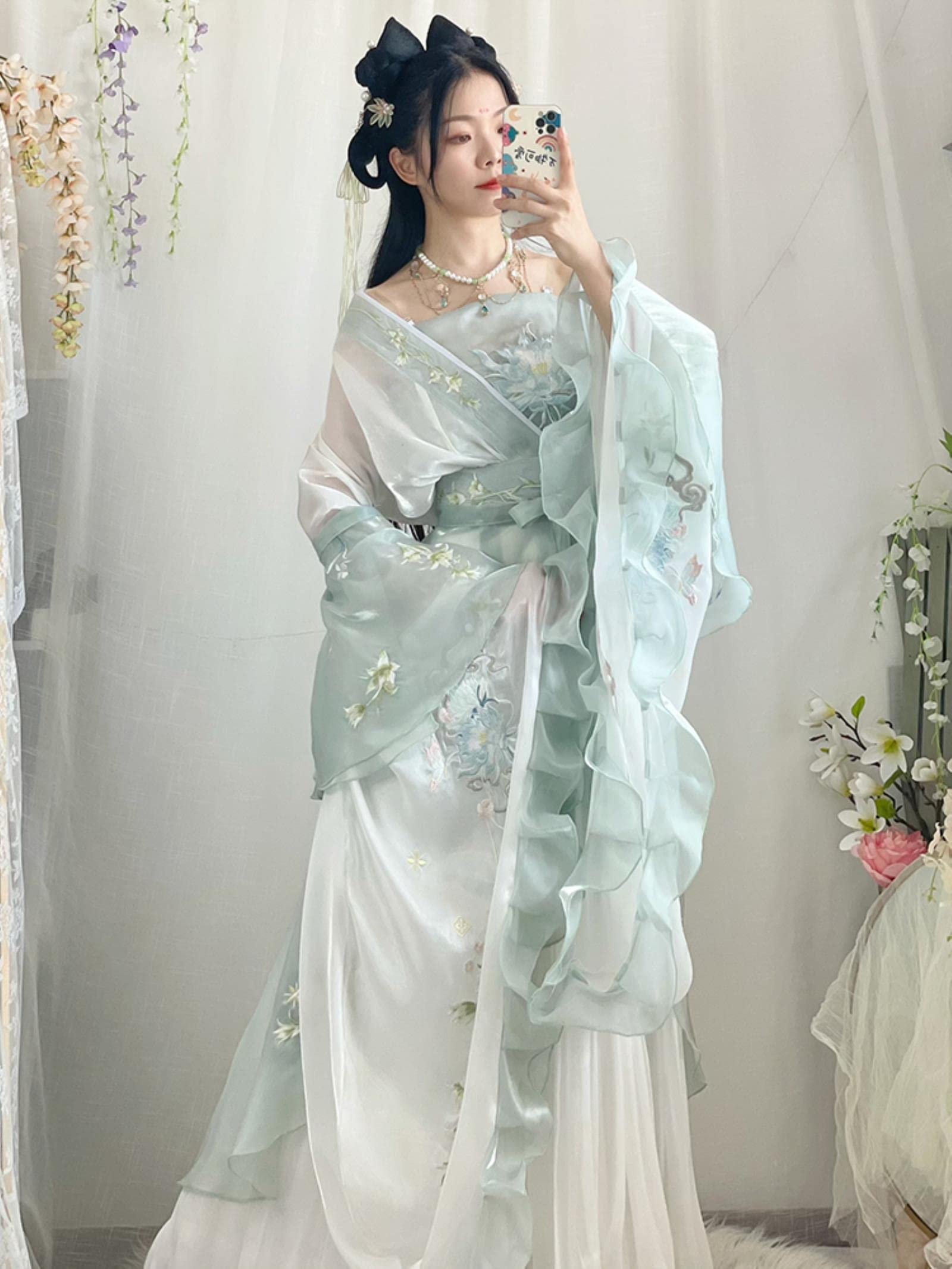 Chińska sukienka Hanfu dla kobiet starożytne tradycyjne haftowane zestawy Hanfu karnawał wróżka kostium cosplay zielona sukienka do tańca Hanfu