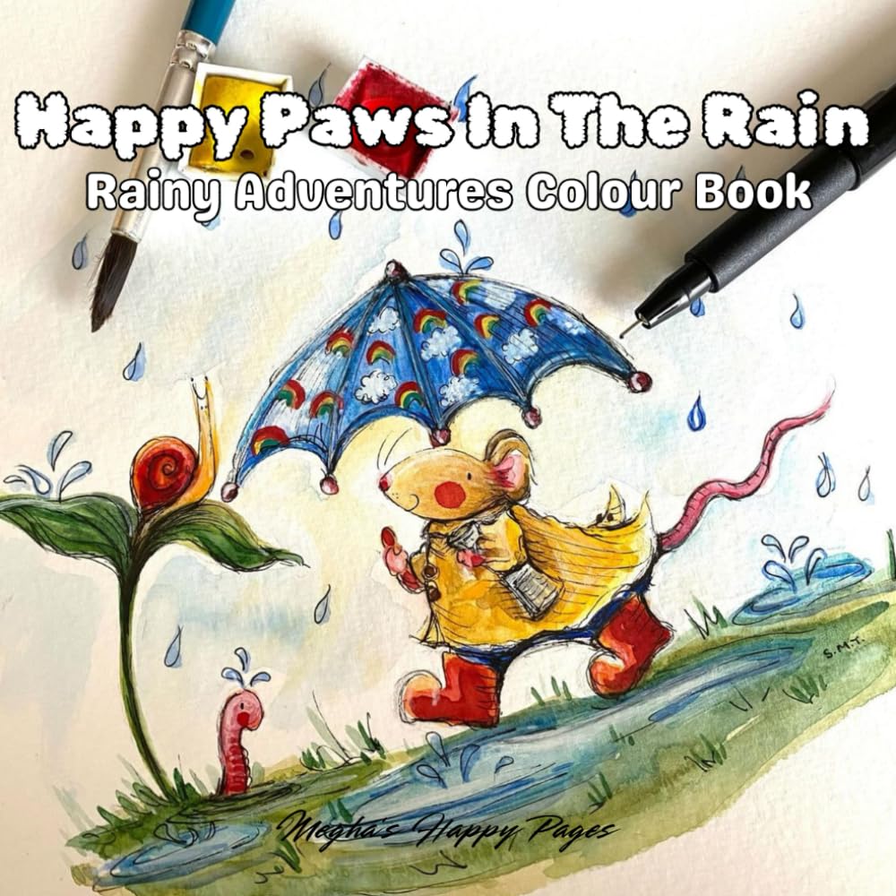 Happy Paws In The Rain: Rainy Adventures Coloring Book
