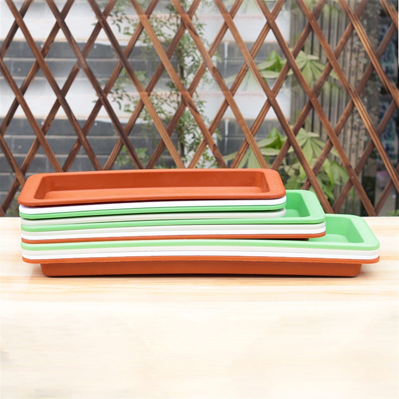 LOWLIU Pflanzenuntersetzer 2 Stck Plastikblüten Pot Tablett gemahlene rechteckige Wasserrezidiv-Chassis, um zu verhindern Blumentopf, Tablett (Color : B-16X46cm)