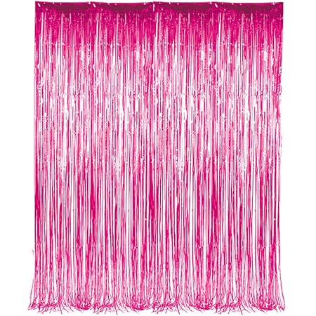 3' x 8' (36" x 96") Pink Tinsel Foil Fringe Door Window Curtain Party Decoration