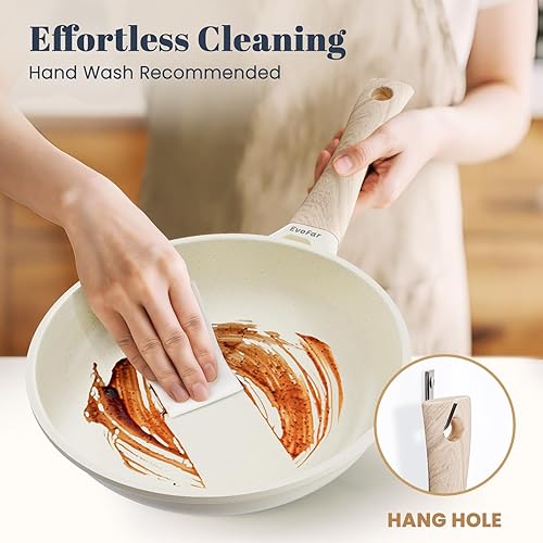 Miniatura 5 de Sartén de granito, sartenes antiadherentes de 10 pulgadas, sartenes antiadherentes ligeras para tortillas y huevos, utensilios de cocina no tóxicos