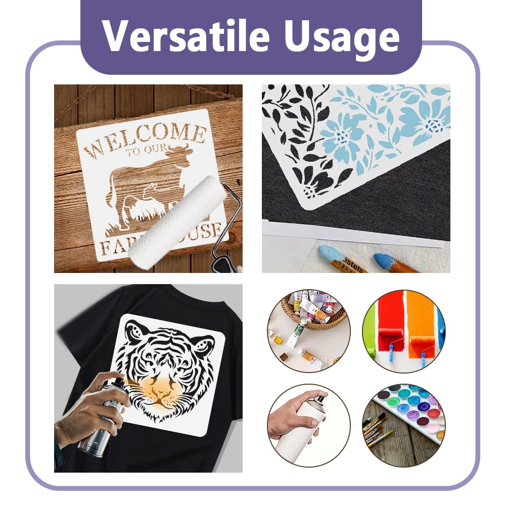 DOODLREAM Grape Fruit Craft Stencil for Drawing 30 x 30cm Reusable Plastic Grape Stencils for Painting on Wood Wall Fabric Furniture DIY Home Decor Craft Stencil - Image 3