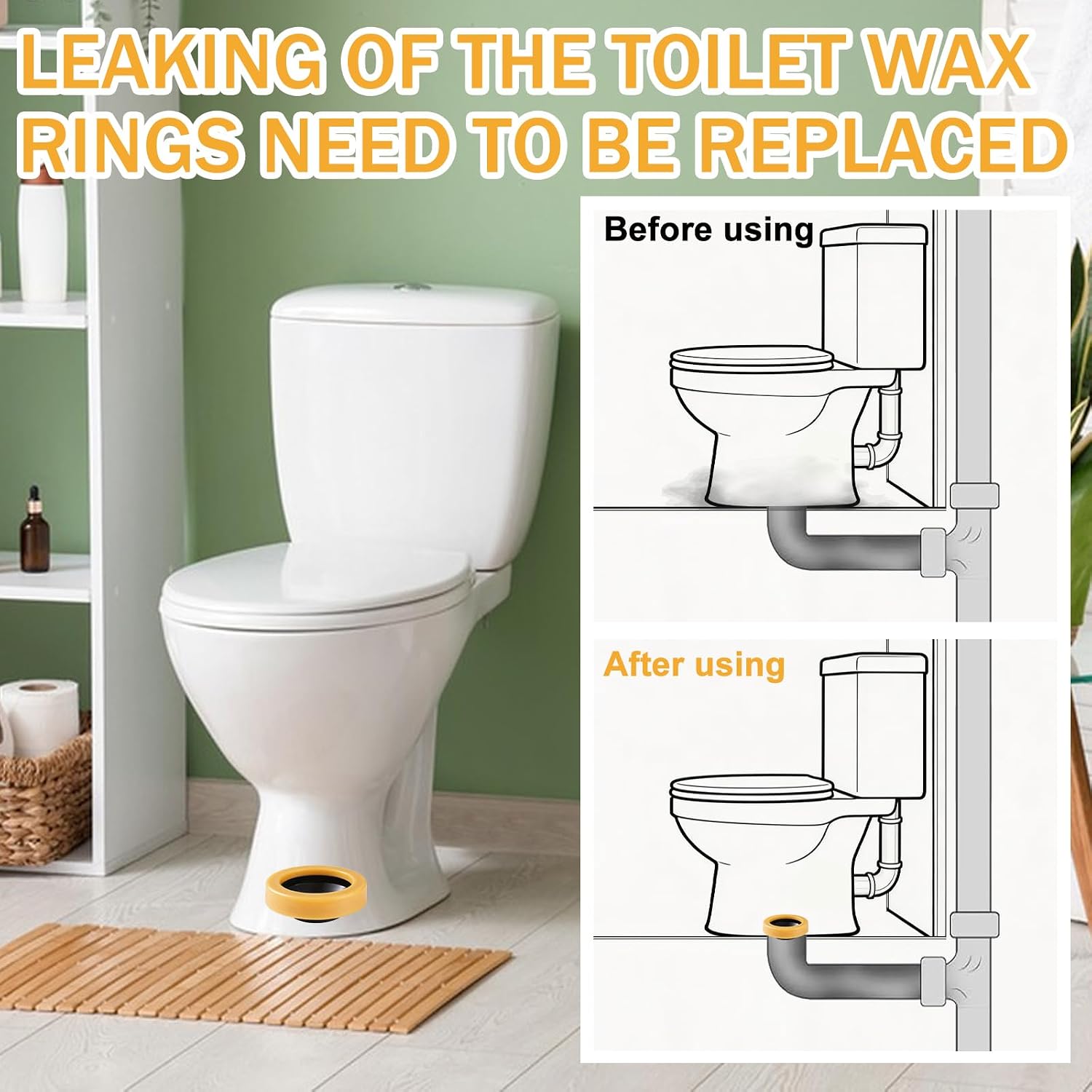 10 Pack Toilet Wax Ring Extra Thick Toilet Bowl Wax Ring Gasket Fits 3-inch and 4-inch Waste Line—Effectively Prevent Gas, Odor and Watertight Leakage Toilet Wax Ring Kit for New Install Re-seat