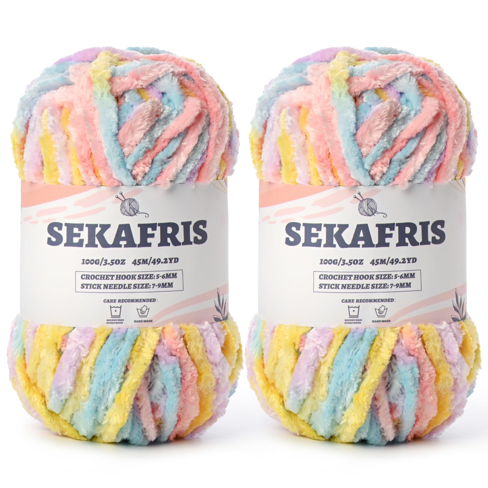 Chenille Velvet Soft Yarn Macaron 2 Pack