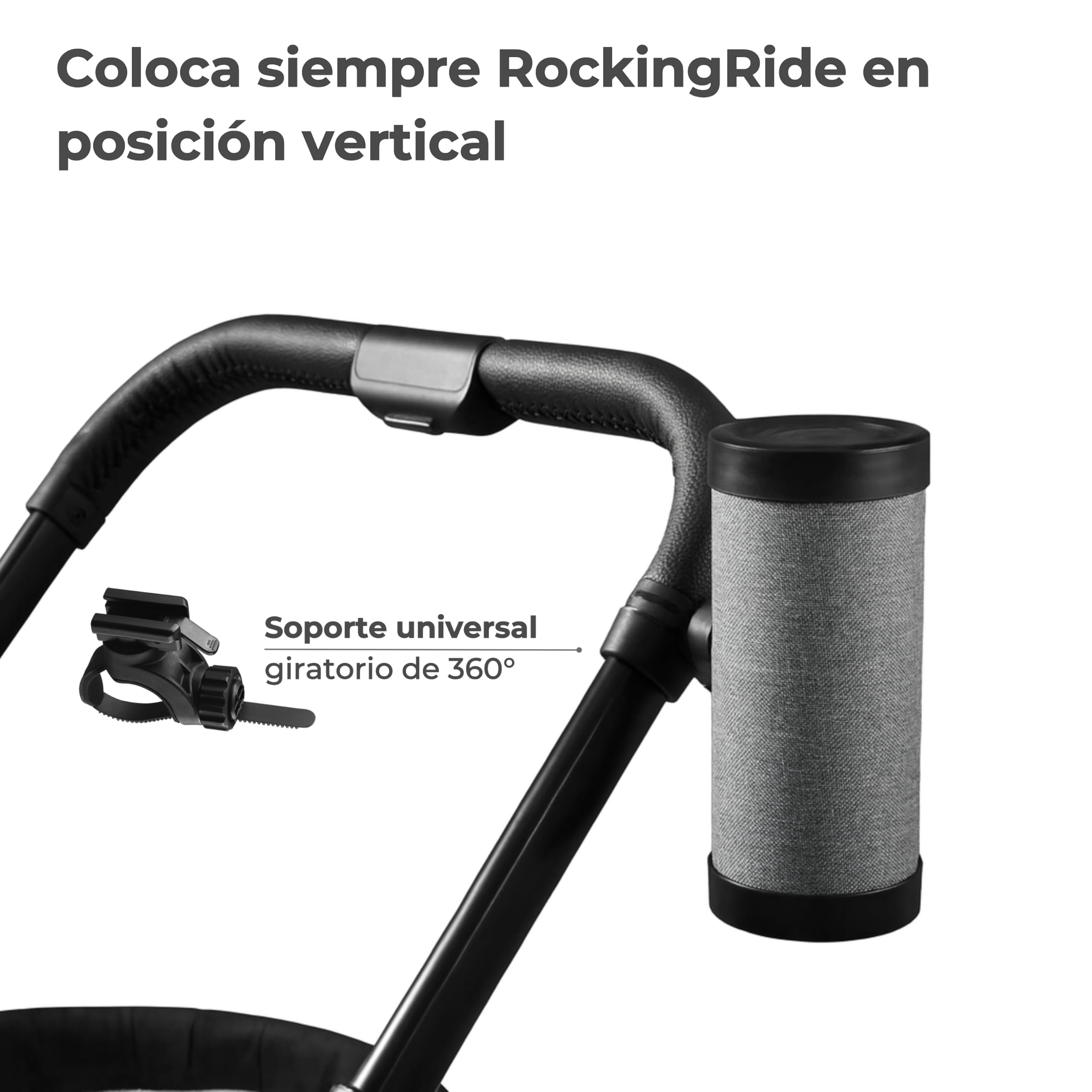 Mecedor Automático Recargable para Cochecito de Bebé – Ayuda para Dormir con Balanceo Suave, 3 Velocidades, Luz LED de Seguridad, USB-C, hasta 30 h - RockingRide PRO (Negro)