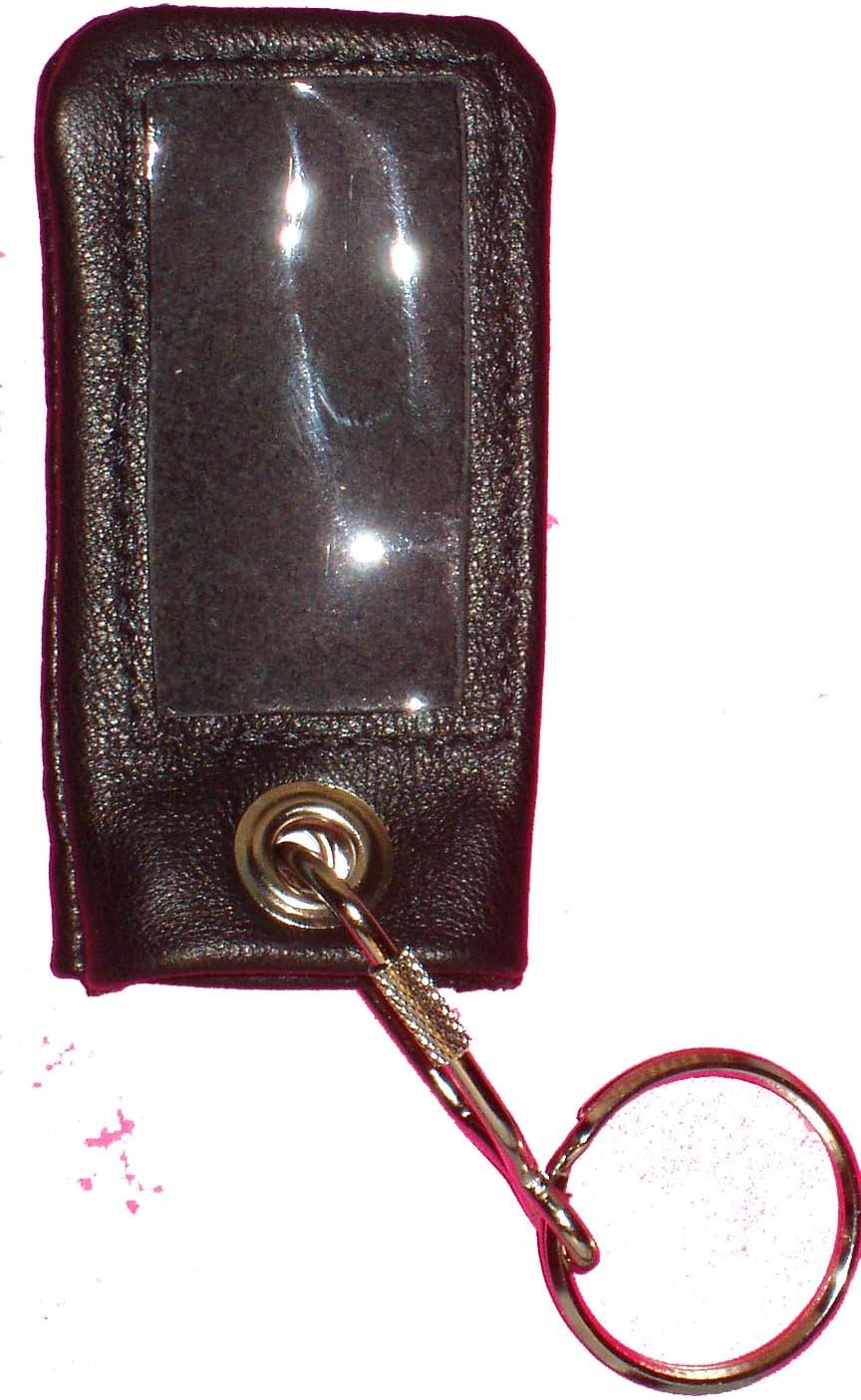 Supple Leather Remote Cover / Case w Key-Ring Compatible with Tear-Drop Shaped Python Remote Control Models 7141P 7641P 7642P (Black)