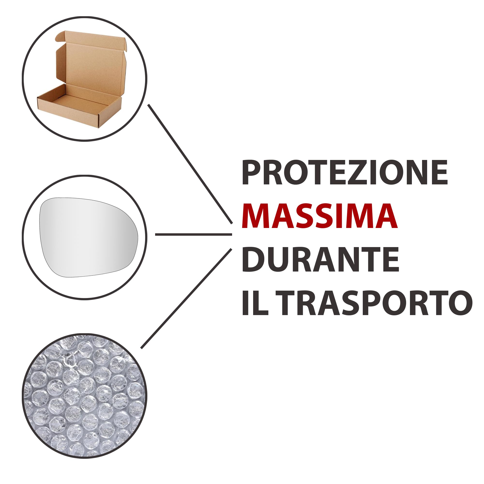 Vetro Specchietto per FIAT 500X destro (RISCALDABILE), Vetro - cromato e convesso, numero OEM: 530856101 VIEW MAX specchio da ricambio (DX)